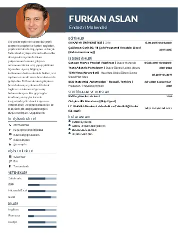 Endüstri Mühendisi CV Örnekleri cv indir